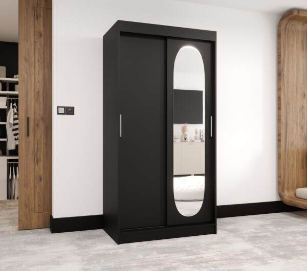 Šatní skříň Abi Royal Rozměry: 100 cm, Barva korpusu + barva dveří: Černá + Černá