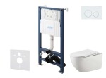 Kielle - Genesis New Set předstěnové instalace, klozetu Gaia, Rimless, sedátka softclose a tlačítka Gemini New I, lesklá bílá 30528SS10