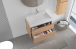 CERANO - Koupelnová skříňka Velora - dub medový, úchytka chrom + umyvadlo z lit. mramoru s otvorem Vita - bílá lesklá - 70x63x46,5 CER-8050BD83880