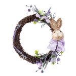 Proutěný jarní věneček se zajíčkem 32 cm