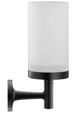 DURAVIT - Starck T Sklenka na kartáčky a pastu s držákem, černá mat/mléčné sklo 0099314600