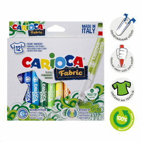 Carioca textilní fixy, maxi hrot, 12 ks, mix barev