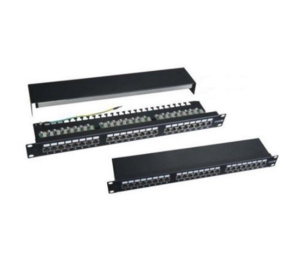 19" Patch panel XtendLan 24port, STP, Cat5E, duální svorkovnice, černý EDF_1045686