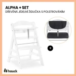 Hauck Alpha+ set 2v1 dřevěná židle, white + polstrování Melange charcoal (HK661161SET3)