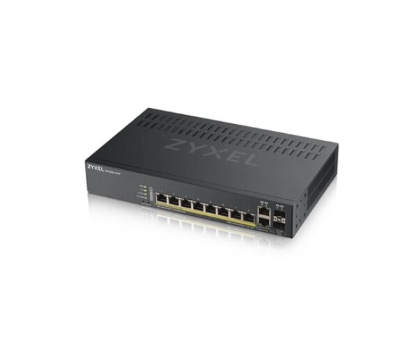 Zyxel GS1920-8HPV2 10-port Smart Managed PoE Switch Switch, 8x gigabit RJ45, 2x gigabit RJ45/SFP, 130W pro PoE EDF_311697