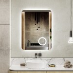 Erga Myra, LED zrcadlo 80x60 cm s kosmetickým zrcadlem 3x zvětšení, 3146 lm, 3 barvy světla, zadní osvětlení, ERG-V01-MYRA-8060-00