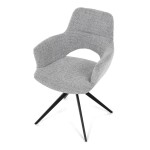 Židle jídelní, šedá látka, 360° vratný mechanismus, černý kov