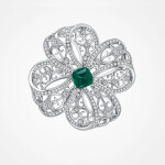 Luxusní květinová brož Erina - smaragdový zirkon, Zelená