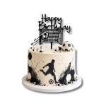 Dortisimo Zápich do dortu Happy Birthday s fotbalovou brankou černý