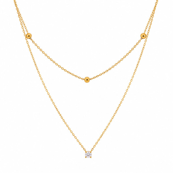 Dvojitý náhrdelník Fosca Gold - chirurgická ocel, Zlatá 45 cm + 5 cm (prodloužení)
