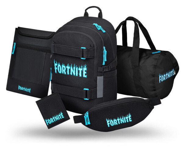 BAAGL SET 5 Skate Fortnite Blue: batoh, sportovní taška, ledvinka, obal na notebook, peněženka GRS