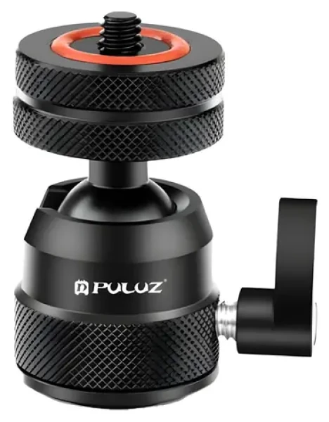 PULUZ PU1057B černá / Kulová hlava adaptéru pro stativ / závit 1/4" / studená patice / 360° (PU1057B)