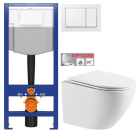 CERSANIT předstěnový instalační systém s bílym tlačítkem K97-516 + WC INVENA LIMNOS WITH SOFT, včetně soft/close sedátka K97-526 516 LI1