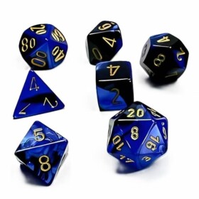 Sada kostek Dual Blue-Black/Gold Polyhedral - 7 kusů KAD15388