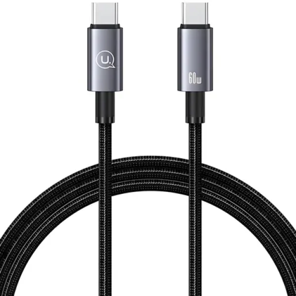 USAMS US-SJ661 černá / Datový kabel / USB-C - USB-C / 60W / 1,2 m / Nylon (SJ661USB01)