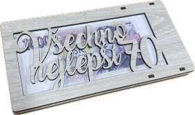 Mdeco Dřevěná krabička na peníze 20x10cm - Všechno nejlepší 70