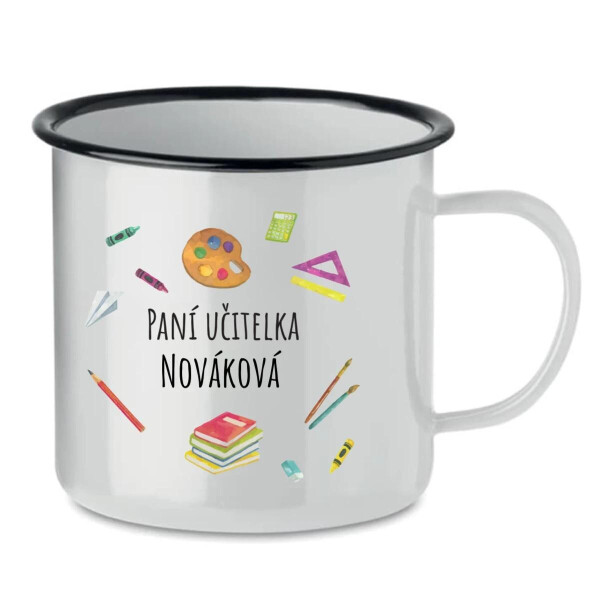 Personalizovaný retro plecháček pro paní učitelku/pana učitele (pomůcky)