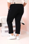 Dámské bavlněné kalhoty Plus Size s páskem černý 4XL