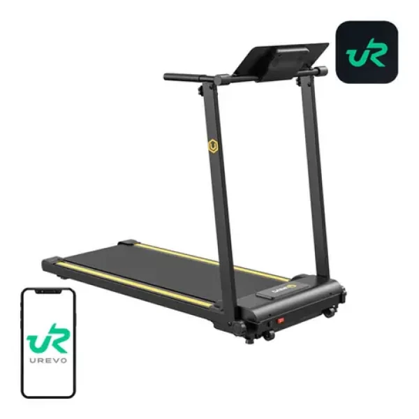 UREVO Foldi Mini černo-oranžová / Elektrický běžecký pás / rychlost 1-10 km/h / nosnost 100 kg / výkon 2,25 HP (URTM006)