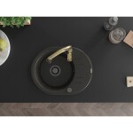 MEXEN/S - Kevin granitový dřez 1 s odkapávačem včetně baterie Savita, černá/zlatá metalik 6517-75-672601-50-B
