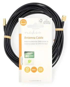 Nedis Anténní kabel RP-SMA (M) - RP-SMA (F) černá / Anténní kabel / 5 m / Pozlacené konektory / 50 Ohm (CSGL02210BK50)