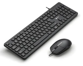 C-TECH KBM-105 černá / Drátový set klávesnice a myši / CZ/SK / USB / 105 kláves / 1200DPI (KBM-105-BL)