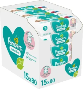 Pampers Sensitive Vlhčené ubrousky 1200ks (15 x 80 ks) (8001841063188)