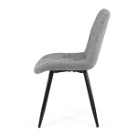 Židle jídelní, stříbrná látka, nohy černý kov