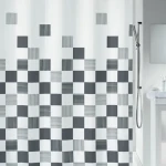 Spirella PART sprchový závěs motiv čtverců bílý / polyester / 180 x 200 cm