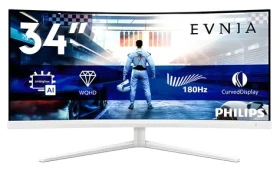 34" Philips Evnia 34M2C5501A bílá / Monitor / Curved Fast VA / WQHD 3440 x 1440 / 180Hz / 1ms / Ambiglow (34M2C5501A/00)