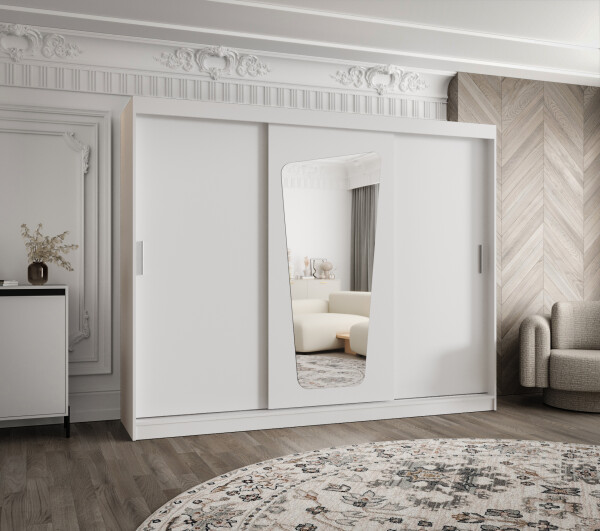 Šatní skříň Abi Moka Rozměry: 250 cm, Barva korpusu + barva dveří: Bílá + Bílá