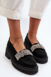 Zazoo 3419 Dámské semišové mokasíny s ozdobným páskem Černé 37