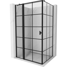 MEXEN/S - Mist T sprchový kout dveře křídlové levá 115 x 85, černá dekor, černá 8A4T-115-085-70-77-L