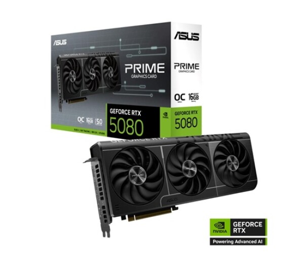 ASUS VGA NVIDIA GeForce RTX 5080 PRIME 16GB OC, 16GB GDDR7, 3xDP, 1xHDMI EDF_1887550
