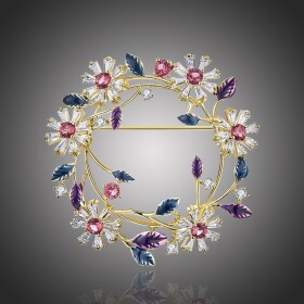 Exkluzivní brož Swarovski Elements Olivia - věnec kvítí, Barevná/více barev