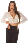 Sexy KouCla crop top s dlouhým rukávem white Einheitsgroesse