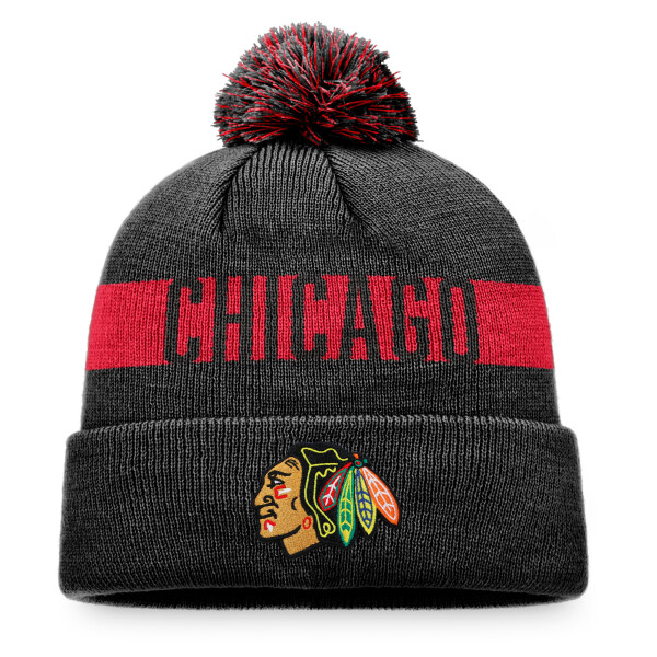 Fanatics Pánská Zimní čepice Chicago Blackhawks Fundamental Beanie Cuff with Pom