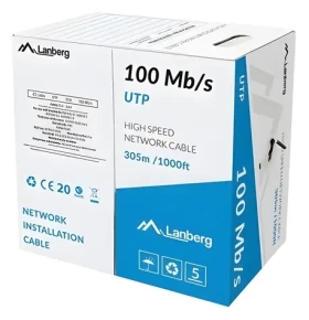 Lanberg UTP kabel Cat5e 305m drát černý / Síťový kabel / CCA / 100 MHz / AWG24 (LCU5-10CC-0305-BK)