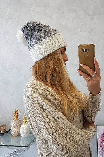 Milano fleecová čepice K203 grey melange+ecru UNI