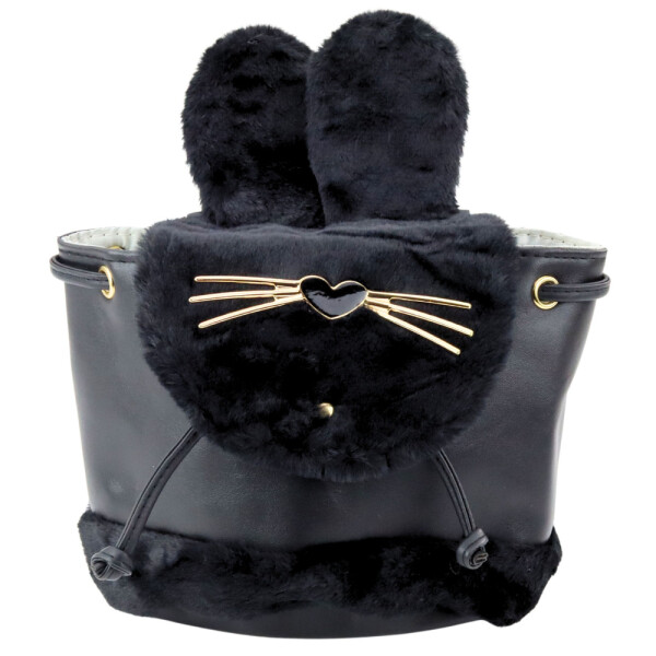 Mamido Dětský batoh s plyšovýma ušima 22cm 4L černý