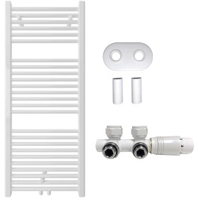 CERANO Koupelnový radiátorový set Lincoln - ústřední vytápění - středové připojení 50 mm - 366W - bílá lesklá - 1200x500 mm