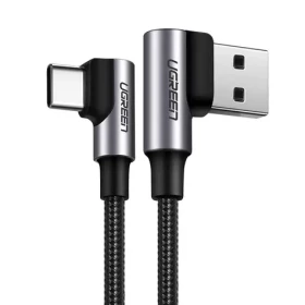 UGREEN US176 Kabel USB-A (M) - USB-C (M) 1m černá / úhlový (6957303828562)