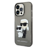 Pouzdro Karl Lagerfeld IML Glitter Karl and Choupette NFT iPhone 14 Pro černé