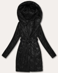 Černý dámský prošívaný kabát s páskem S'West (B8508-1) odstíny černé XXL (44)
