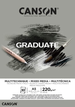 Canson Graduate Mix-media skicák A5 220 g 30 listů šedý