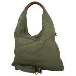 Trendy dámská textilní kabelka na rameno Alice, tmavě zelená