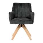 Židle jídelní, otočný mechanismus 360°, taštičkové pružiny v sedáku, tmavě zelená látka, noha masiv dub