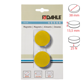 Dahle magnet přídržný, Ø 38 mm, 25 N, 2 ks, žlutý