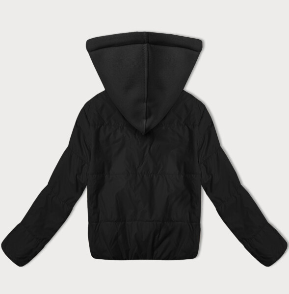 Krátká černá dámská bunda s teplákovou kapucí J Style (16M9236-392) odstíny černé S (36)
