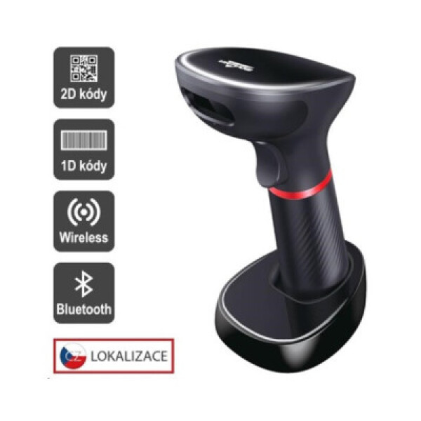 Virtuos CCD 2D čtečka HW-855A, bezdrátová, základna, USB, černá